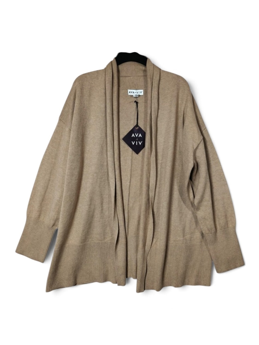 Women's Open Front Shawl Collar Cardigan - Taupe XXL (17)